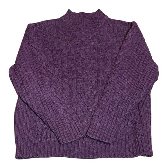 Vintage Sweater Chunky Knit Pullover Crewneck Men Sz L Burgundy Crew Neck - Picture 2 of 4